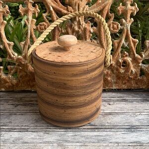 Rustic Ice Bucket with Rope Handle